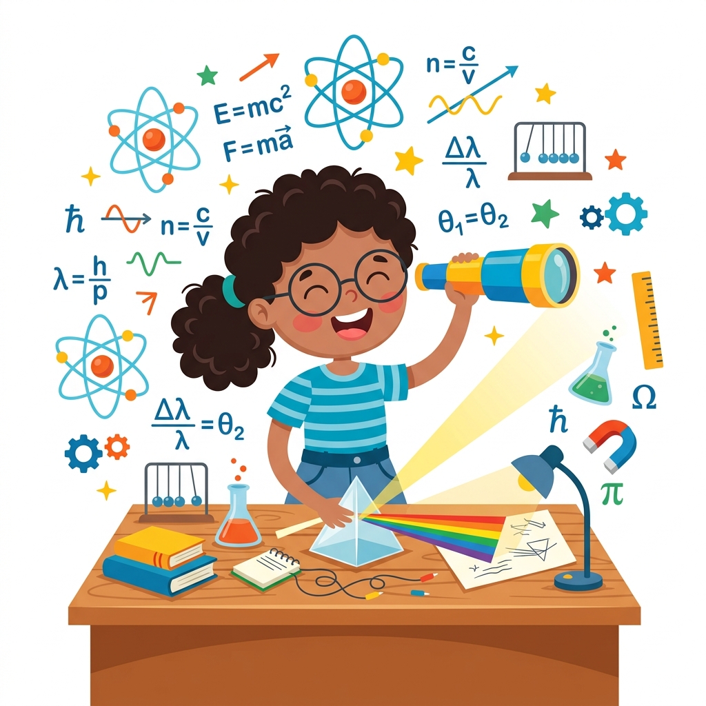 Happy student doing physics expe