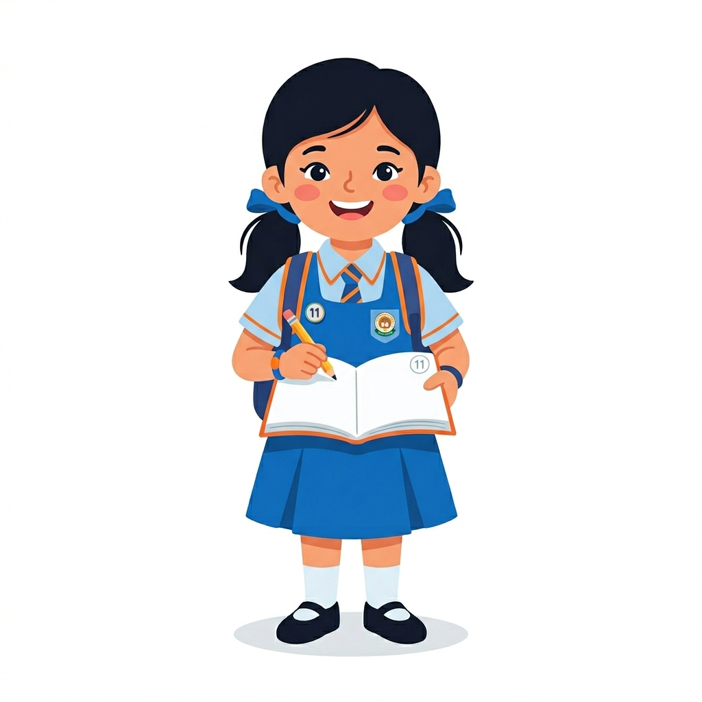 Happy student holding books pencil